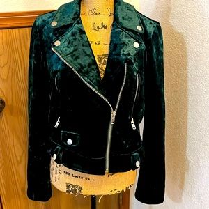Hunter Green Velevet Moto Jacket